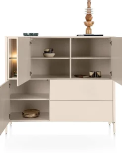 XOOON Trentino, Dressette 153 cm. - 3-deuren + 2-laden + 2-niches - Creme^ Bergkasten