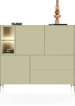 XOOON Trentino, Dressette 153 cm. - 3-deuren + 2-laden + 2-niches - Olijf^ Bergkasten