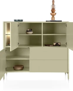 XOOON Trentino, Dressette 153 cm. - 3-deuren + 2-laden + 2-niches - Olijf^ Bergkasten