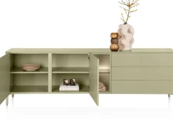 XOOON Trentino, Dressoir 240 cm. - 2-deuren + 3-laden + 2-niches - Olijf^ Dressoirs
