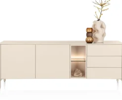 XOOON Trentino, Dressoir 210 cm. - 2-deuren + 3-laden + 2-niches - Creme^ Dressoirs
