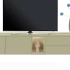 XOOON Trentino, Lowboard 240 cm. - 2-deuren + 2-laden + 1-niche - mdf gelakt - Olijf^ Dressoirs|Tv-Meubelen