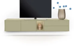 XOOON Trentino, Lowboard 240 cm. - 2-deuren + 2-laden + 1-niche - mdf gelakt - Olijf^ Dressoirs|Tv-Meubelen