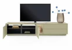 XOOON Trentino, Lowboard 240 cm. - 2-deuren + 2-laden + 1-niche - mdf gelakt - Olijf^ Dressoirs|Tv-Meubelen
