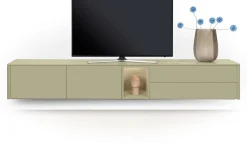 XOOON Trentino, Lowboard 270 cm. - 2-deuren + 2-laden + 1-niche - mdf gelakt - Olijf^ Dressoirs|Tv-Meubelen