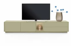 XOOON Trentino, Lowboard 270 cm. - 2-deuren + 2-laden + 1-niche - mdf gelakt - Olijf^ Dressoirs|Tv-Meubelen