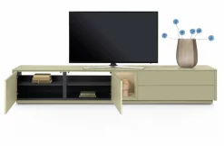 XOOON Trentino, Lowboard 270 cm. - 2-deuren + 2-laden + 1-niche - mdf gelakt - Olijf^ Dressoirs|Tv-Meubelen