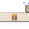 XOOON Trentino, Lowboard 210 cm. - 2-deuren + 2-laden + 1-niche - mdf gelakt - Creme^ Tv-Meubelen|Dressoirs