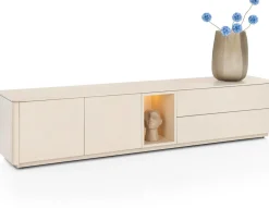 XOOON Trentino, Lowboard 210 cm. - 2-deuren + 2-laden + 1-niche - mdf gelakt - Creme^ Tv-Meubelen|Dressoirs
