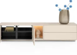 XOOON Trentino, Lowboard 210 cm. - 2-deuren + 2-laden + 1-niche - mdf gelakt - Creme^ Tv-Meubelen|Dressoirs