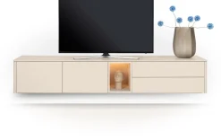 XOOON Trentino, Lowboard 240 cm. - 2-deuren + 2-laden + 1-niche - mdf gelakt - Creme^ Tv-Meubelen|Dressoirs