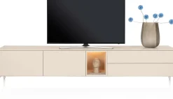 XOOON Trentino, Lowboard 270 cm. - 2-deuren + 2-laden + 1-niche - mdf gelakt - Creme^ Tv-Meubelen|Dressoirs