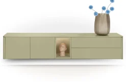 XOOON Trentino, Lowboard 210 cm. - 2-deuren + 2-laden + 1-niche - mdf gelakt - Olijf^ Dressoirs|Tv-Meubelen
