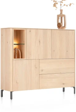 XOOON Trenton, dressette 153 cm - 3-deuren + 2-laden + 2-niches - natural^ Bergkasten