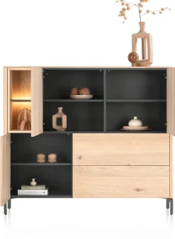 XOOON Trenton, dressette 153 cm - 3-deuren + 2-laden + 2-niches - natural^ Bergkasten