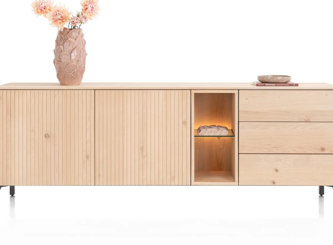 XOOON Trenton, Dressoir 210 cm. - 2-deuren + 3-laden + 2-niches - natural^ Dressoirs