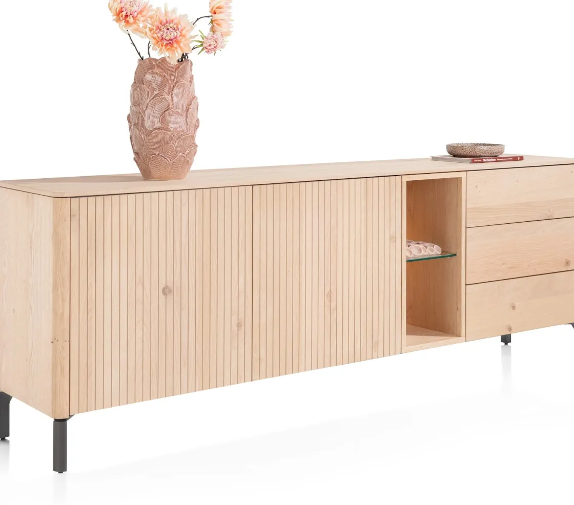 XOOON Trenton, Dressoir 210 cm. - 2-deuren + 3-laden + 2-niches - natural^ Dressoirs