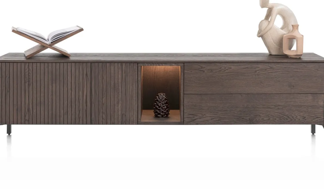 XOOON Trenton, lowboard 210 cm - 2-deuren + 2-laden + 1-niche - Clay^ Tv-Meubelen|Dressoirs