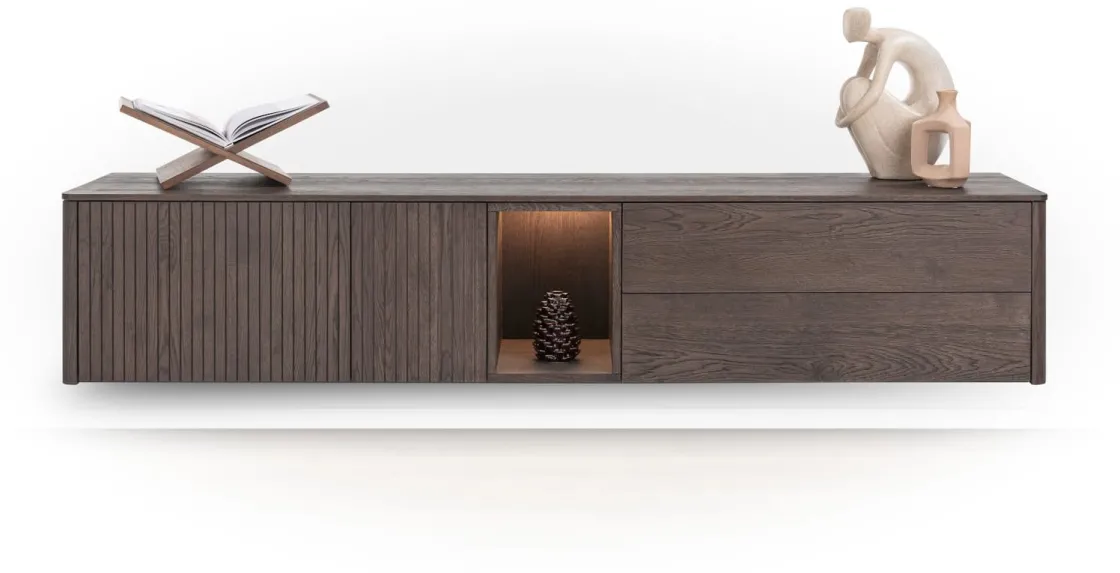 XOOON Trenton, lowboard 210 cm - 2-deuren + 2-laden + 1-niche - Clay^ Tv-Meubelen|Dressoirs