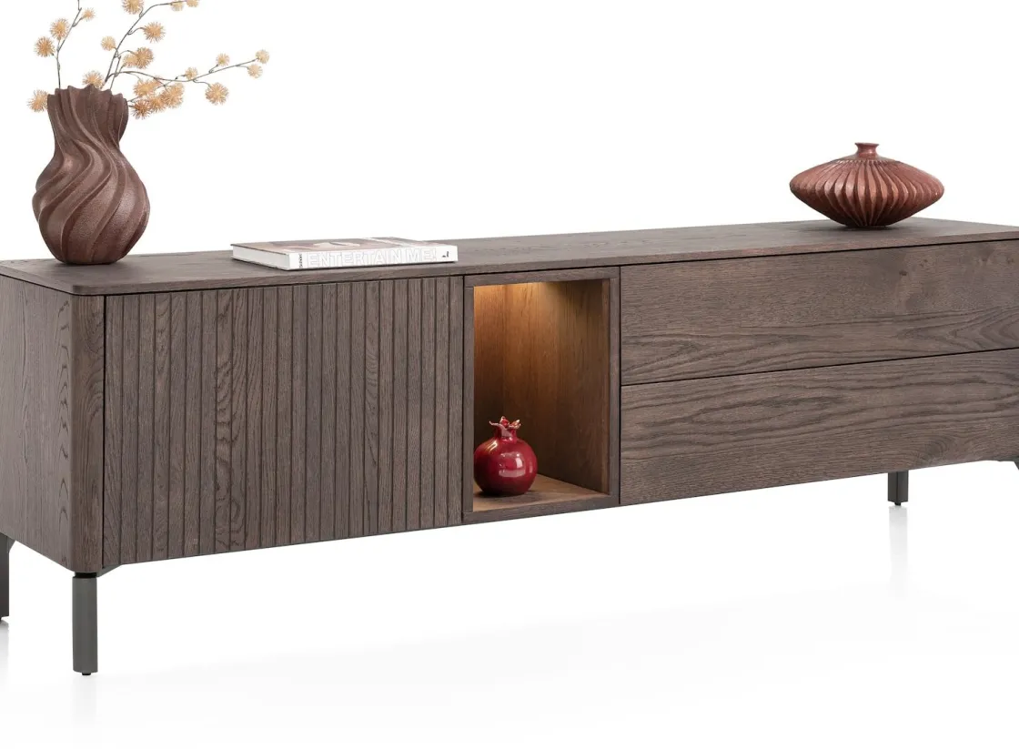 XOOON Trenton, lowboard 180 cm - 1-deur + 2-laden + 1-niche - Clay^ Dressoirs|Tv-Meubelen