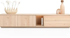 XOOON Trenton, lowboard 240 cm - 2-deuren + 2-laden + 1-niche - natural^ Dressoirs|Tv-Meubelen