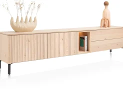 XOOON Trenton, lowboard 240 cm - 2-deuren + 2-laden + 1-niche - natural^ Dressoirs|Tv-Meubelen