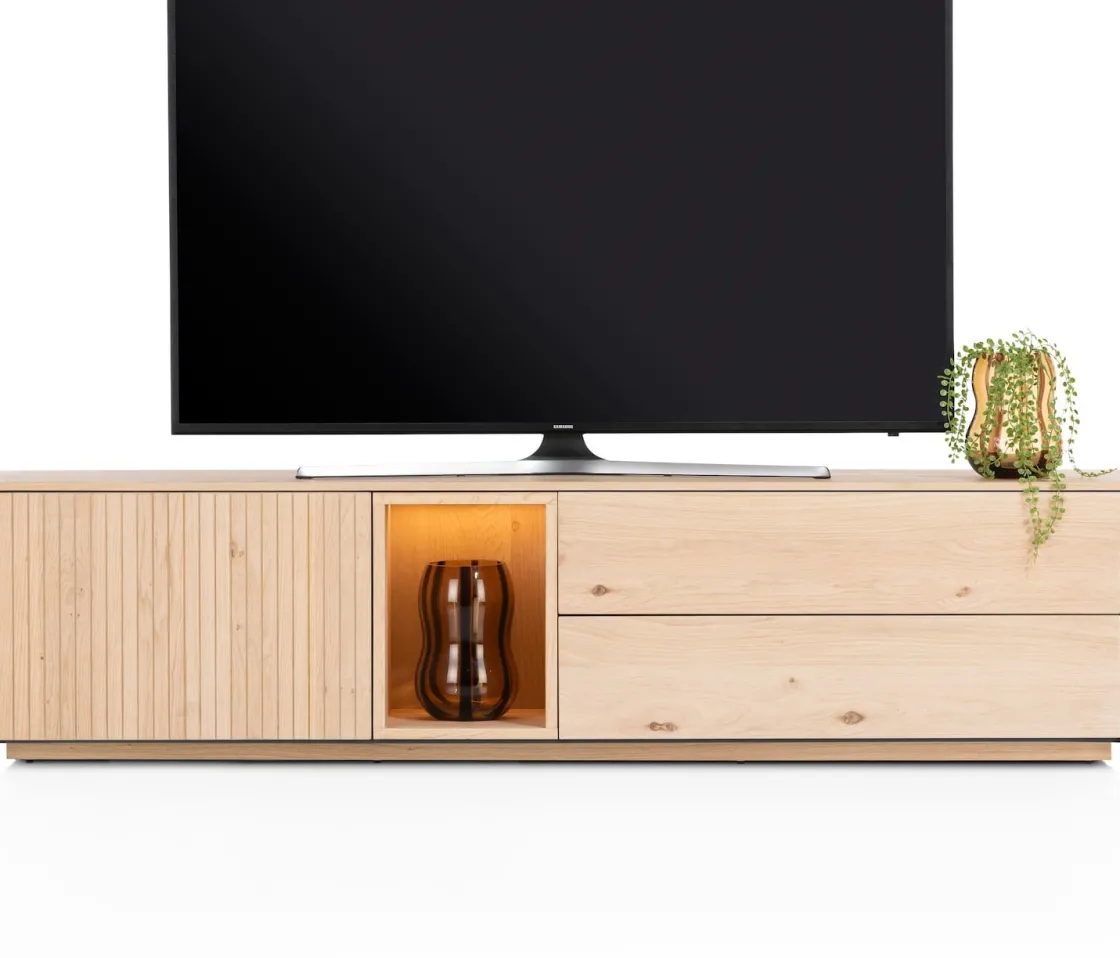 XOOON Trenton, lowboard 180 cm - 1-deur + 2-laden + 1-niche - natural^ Tv-Meubelen|Dressoirs